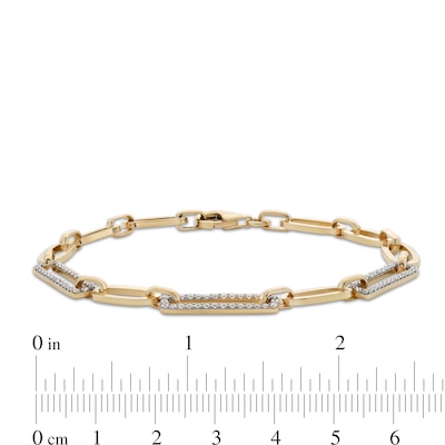 0.45 CT. T.W. Diamond Paper Clip Chain Bracelet in 14K Gold - 7.5"