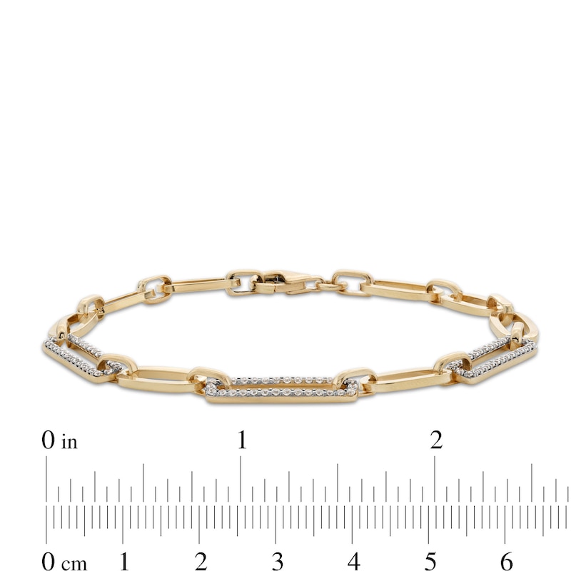 Main Image 4 of 0.45 CT. T.W. Diamond Paper Clip Chain Bracelet in 14K Gold - 7.5"