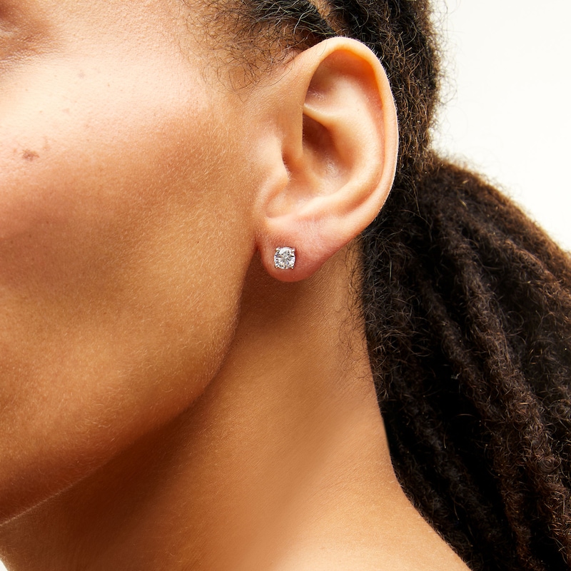 Main Image 2 of 1.00 CT. T.W. Certified Lab-Grown Diamond Solitaire Stud Earrings in Sterling Silver (I/SI2)