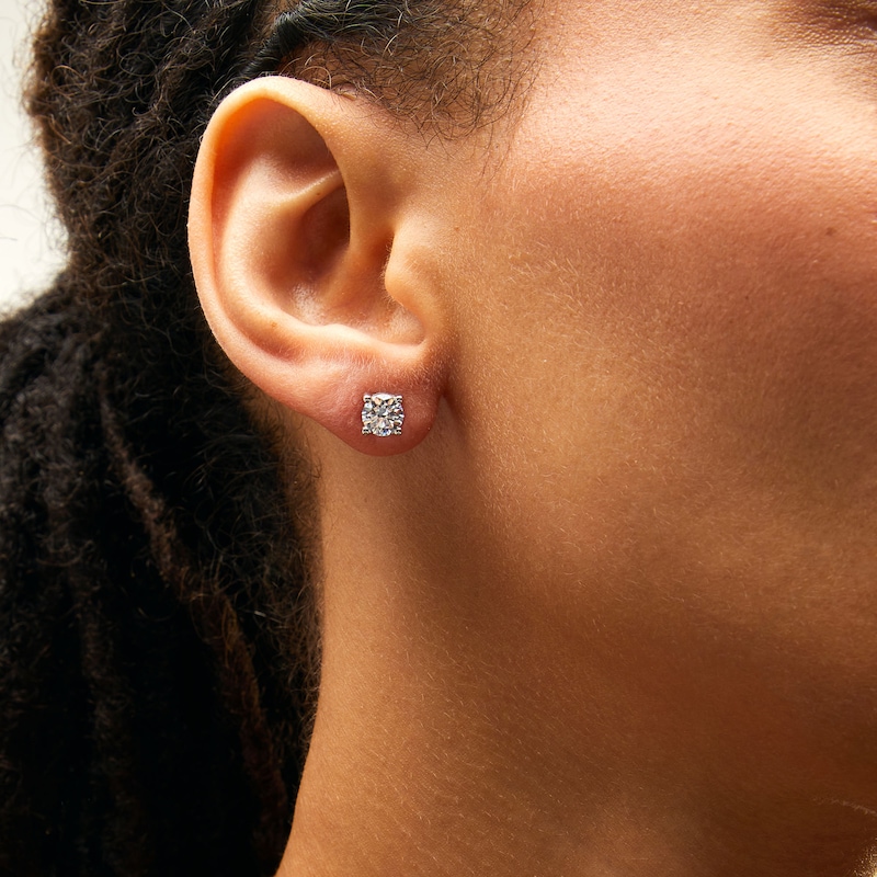 Main Image 2 of 1.50 CT. T.W. Certified Lab-Grown Diamond Solitaire Stud Earrings in Sterling Silver (I/SI2)
