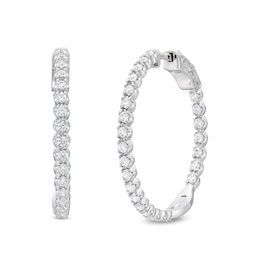 1.00 CT. T.W. Certified Lab-Grown Diamond Bubbles Inside-Out Hoop Earrings in Sterling Silver (I/SI2)