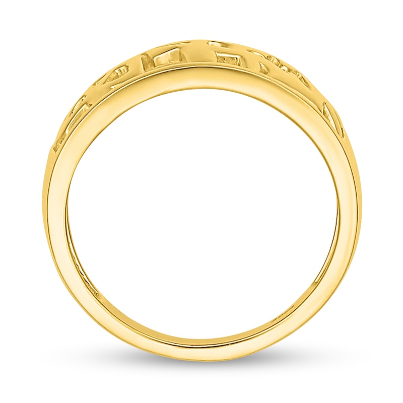Chinese "Mother and Daughter" Open Rectangle Ring in 10K Gold