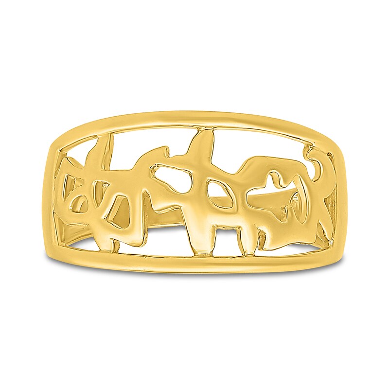 Chinese "Mother and Daughter" Open Rectangle Ring in 10K Gold