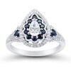 Thumbnail Image 2 of 0.58 CT. T.W. Pear-Shaped Diamond and Blue Sapphire Scallop Frame Engagement Ring in 14K White Gold