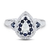 Thumbnail Image 3 of 0.58 CT. T.W. Pear-Shaped Diamond and Blue Sapphire Scallop Frame Engagement Ring in 14K White Gold