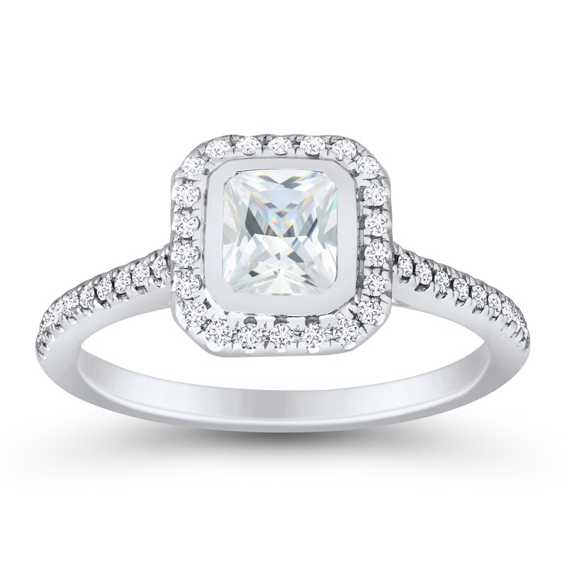 Main Image 2 of 1.23 CT. T.W. Emerald-Cut Diamond Octagon Frame Engagement Ring in 14K White Gold