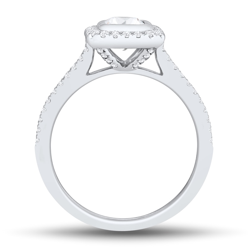 Main Image 3 of 1.23 CT. T.W. Emerald-Cut Diamond Octagon Frame Engagement Ring in 14K White Gold