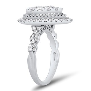 1.95 CT. T.W. Pear-Shaped Multi-Diamond Double Frame Twist Shank Engagement Ring in 14K White Gold
