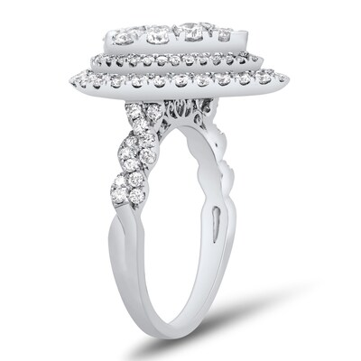1.95 CT. T.W. Pear-Shaped Multi-Diamond Double Frame Twist Shank Engagement Ring in 14K White Gold