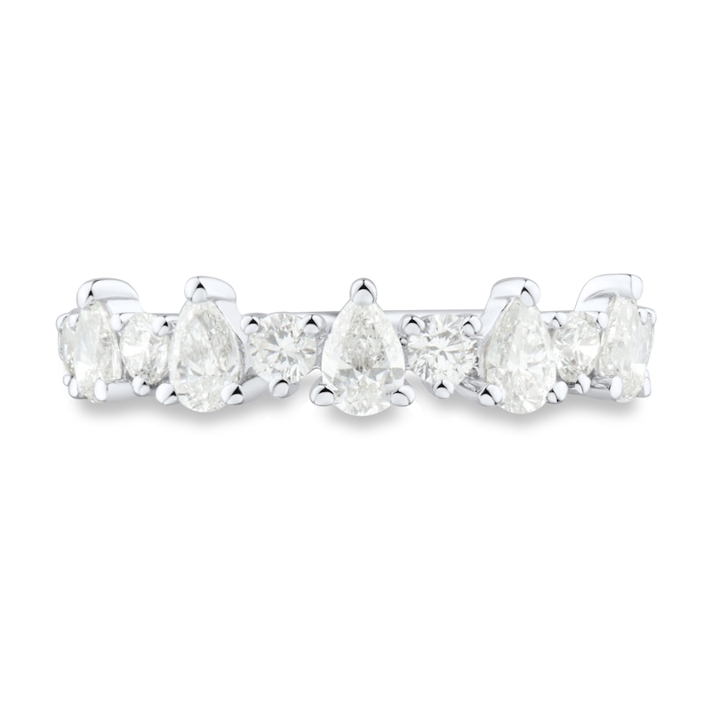 0.69 CT. T.W. Pear-Shaped and Round Diamond Alternating Anniversary Band in 14K White Gold