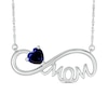 Thumbnail Image 1 of 5.0mm Heart-Shaped Blue Lab-Created Sapphire "MOM" Infinity Necklace in Sterling Silver