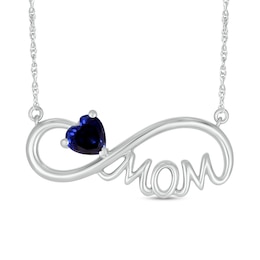 5.0mm Heart-Shaped Blue Lab-Created Sapphire "MOM" Infinity Necklace in Sterling Silver