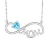 Thumbnail Image 1 of 5.0mm Heart-Shaped Swiss Blue Topaz "MOM" Infinity Necklace in Sterling Silver