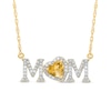 Thumbnail Image 1 of 5.0mm Heart-Shaped Citrine and 0.10 CT. T.W. Diamond "MOM" Necklace in 10K Gold