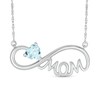 Thumbnail Image 1 of 5.0mm Heart-Shaped Aquamarine "MOM" Infinity Necklace in Sterling Silver