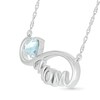 Thumbnail Image 2 of 5.0mm Heart-Shaped Aquamarine "MOM" Infinity Necklace in Sterling Silver