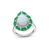 Thumbnail Image 1 of Pear-Shaped Lab-Created Opal, Lab-Created Emerald and White Lab-Created Sapphire Double Frame Ring in Sterling Silver