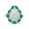 Thumbnail Image 4 of Pear-Shaped Lab-Created Opal, Lab-Created Emerald and White Lab-Created Sapphire Double Frame Ring in Sterling Silver