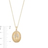 0.065 CT. T.W. Diamond Frame Virgin Mary Oval Medallion Pendant in Sterling Silver with 14K Gold Plate
