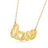 Lowercase Cursive "love" with Heart Necklace in 10K Gold