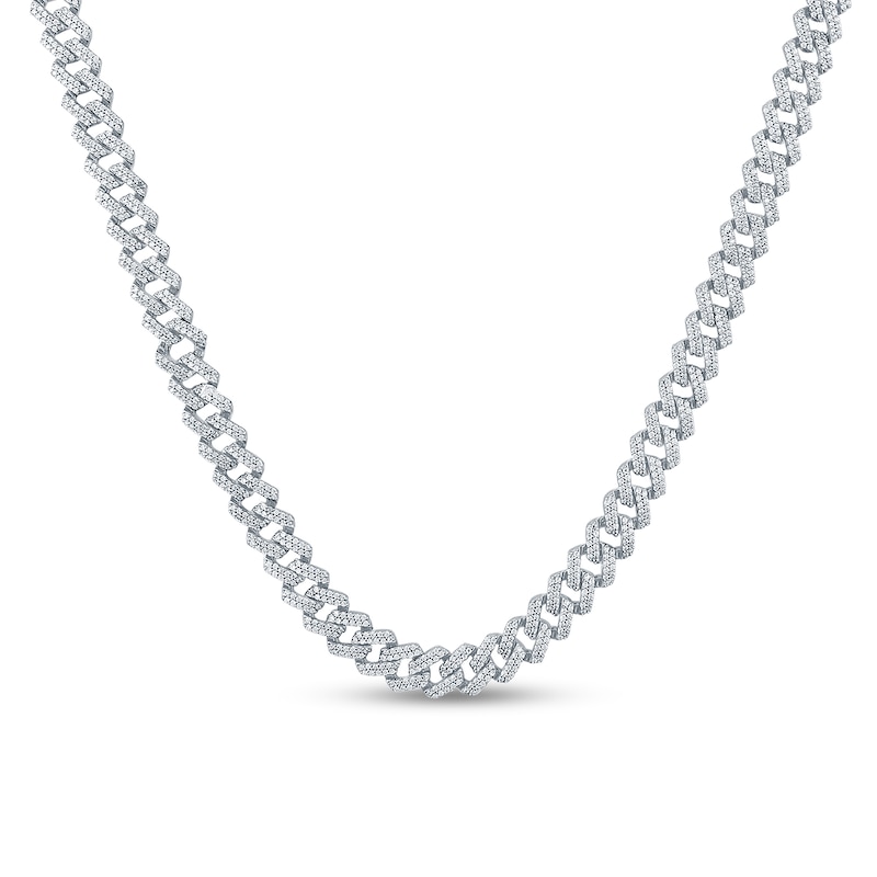 Main Image 1 of 8.20 CT. T.W. Diamond Curb Chain Necklace in Hollow 10K White Gold - 22”
