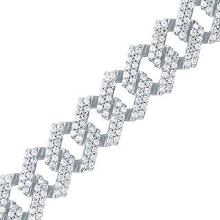 8.20 CT. T.W. Diamond Curb Chain Necklace in Hollow 10K White Gold - 22”