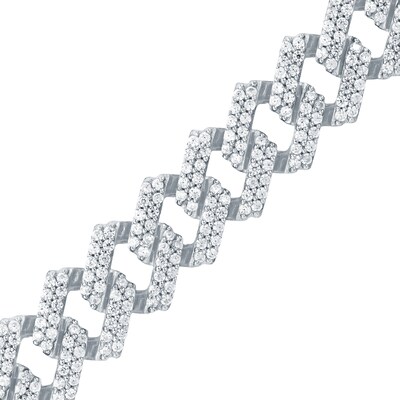 8.20 CT. T.W. Diamond Curb Chain Necklace in Hollow 10K White Gold - 22”
