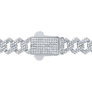 8.20 CT. T.W. Diamond Curb Chain Necklace in Hollow 10K White Gold - 22”