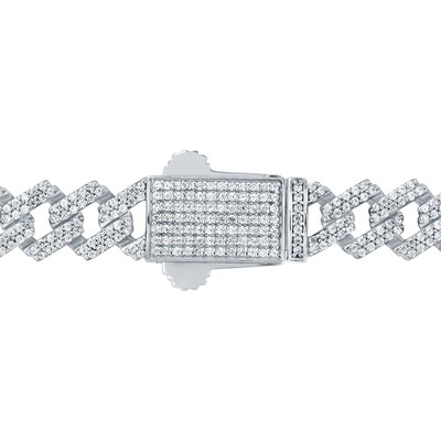8.20 CT. T.W. Diamond Curb Chain Necklace in Hollow 10K White Gold - 22”