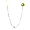 Thumbnail Image 1 of Green and White Jade Flower Bead Chain Necklace in 14K Gold