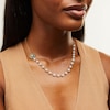 Thumbnail Image 2 of Green and White Jade Flower Bead Chain Necklace in 14K Gold