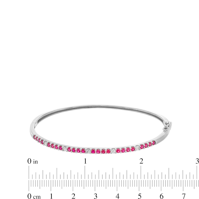 Main Image 3 of Certified Ruby and 0.15 CT. T.W. Diamond Alternating Bangle in 10K White Gold