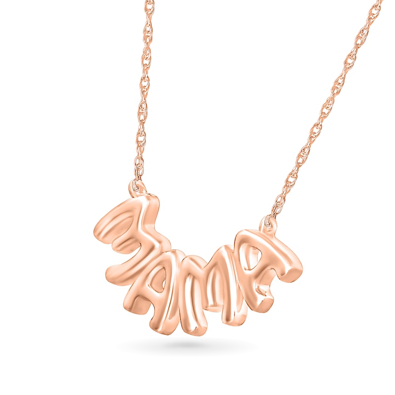 Main Image 2 of Puffed &quot;MAMA&quot; Necklace in 10K Rose Gold