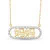 Thumbnail Image 1 of 0.085 CT. T.W. Diamond Chinese "Mom" Open Oval Frame Necklace in 10K Gold