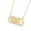 Thumbnail Image 2 of 0.085 CT. T.W. Diamond Chinese "Mom" Open Oval Frame Necklace in 10K Gold