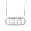 Thumbnail Image 1 of 0.085 CT. T.W. Diamond Chinese "Mom" Open Oval Frame Necklace in Sterling Silver