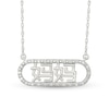 Thumbnail Image 1 of 0.085 CT. T.W. Diamond Chinese "Mom" Open Oval Frame Necklace in 10K White Gold