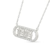 Thumbnail Image 2 of 0.085 CT. T.W. Diamond Chinese "Mom" Open Oval Frame Necklace in 10K White Gold