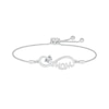Thumbnail Image 1 of 5.0mm Heart-Shaped White Lab-Created Sapphire "MOM" Infinity Bolo Bracelet in Sterling Silver - 9"
