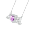Thumbnail Image 2 of 6.0mm Heart-Shaped Amethyst and White Lab-Created Sapphire "MOM" Necklace in Sterling Silver