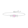 Thumbnail Image 1 of 6.0mm Heart-Shaped Pink and White Lab-Created Sapphire "MOM" Bolo Bracelet in Sterling Silver - 9"