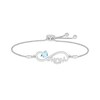 5.0mm Heart-Shaped Aquamarine "MOM" Infinity Bolo Bracelet in Sterling Silver - 9"