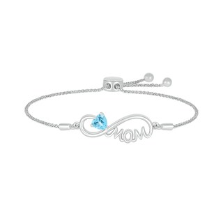5.0mm Heart-Shaped Swiss Blue Topaz "MOM" Infinity Bolo Bracelet in Sterling Silver - 9"