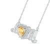 6.0mm Heart-Shaped Citrine and White Lab-Created Sapphire "MOM" Necklace in Sterling Silver