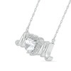 Thumbnail Image 2 of 6.0mm Heart-Shaped White Lab-Created Sapphire "MOM" Necklace in Sterling Silver