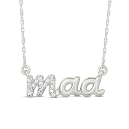 0.04 CT. T.W. Diamond "maa" Script Necklace in 10K White Gold