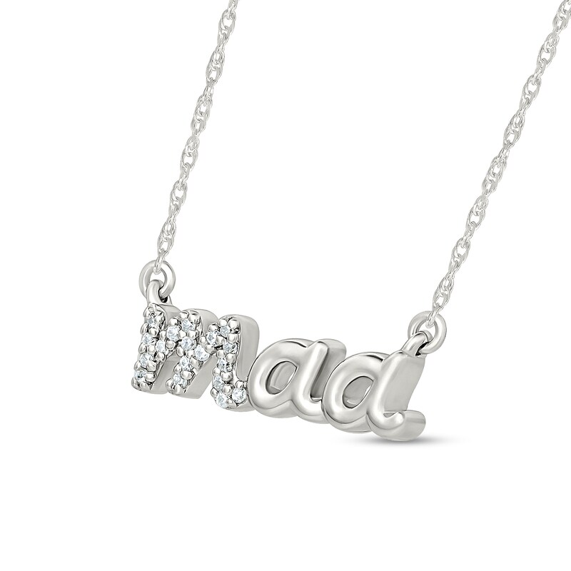Main Image 2 of 0.04 CT. T.W. Diamond "maa" Script Necklace in 10K White Gold