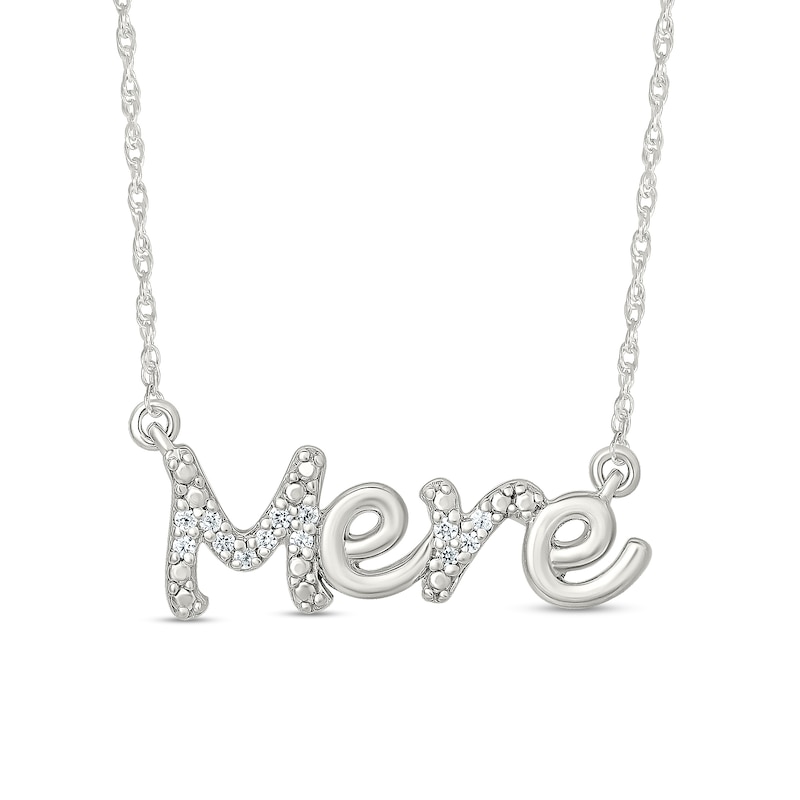 Main Image 1 of 0.04 CT. T.W. Diamond French "Mere" Necklace in 10K White Gold