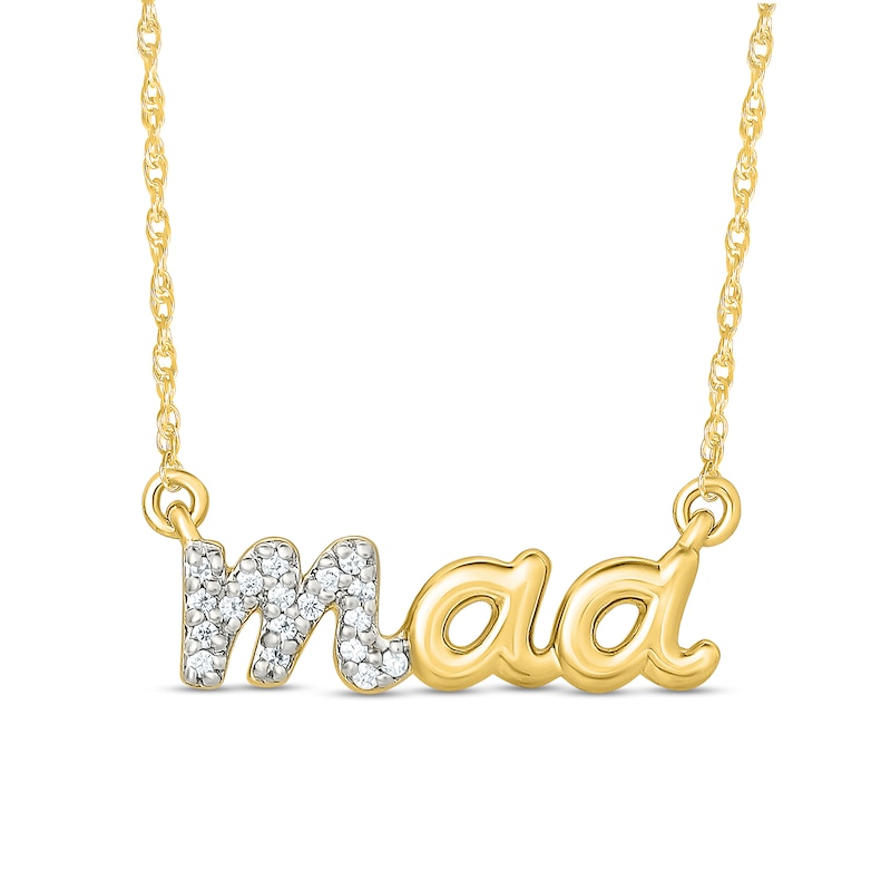 0.04 CT. T.W. Diamond "maa" Script Necklace in 10K Gold