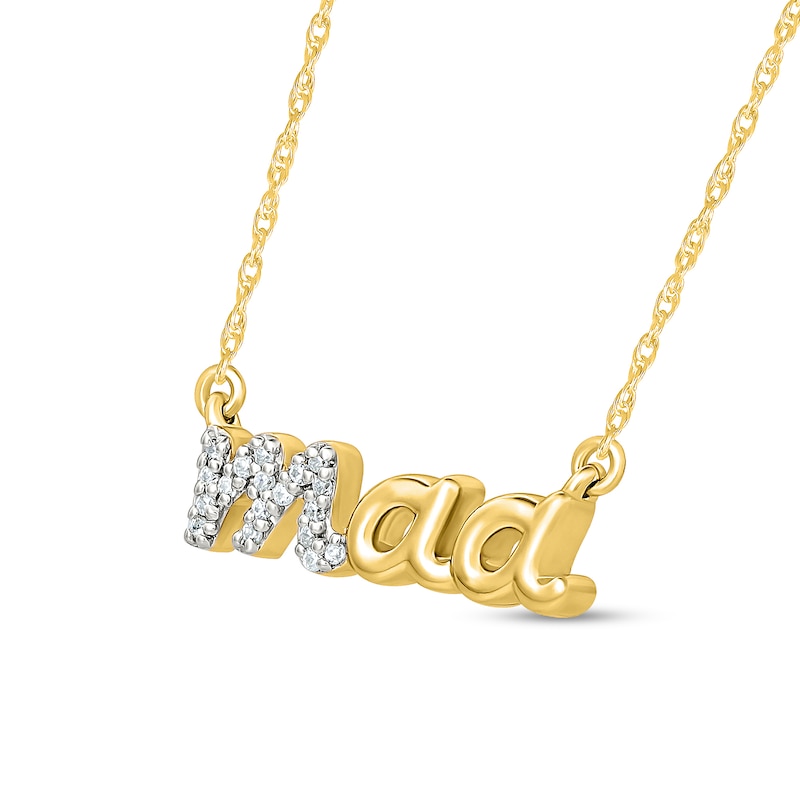 Main Image 2 of 0.04 CT. T.W. Diamond "maa" Script Necklace in 10K Gold